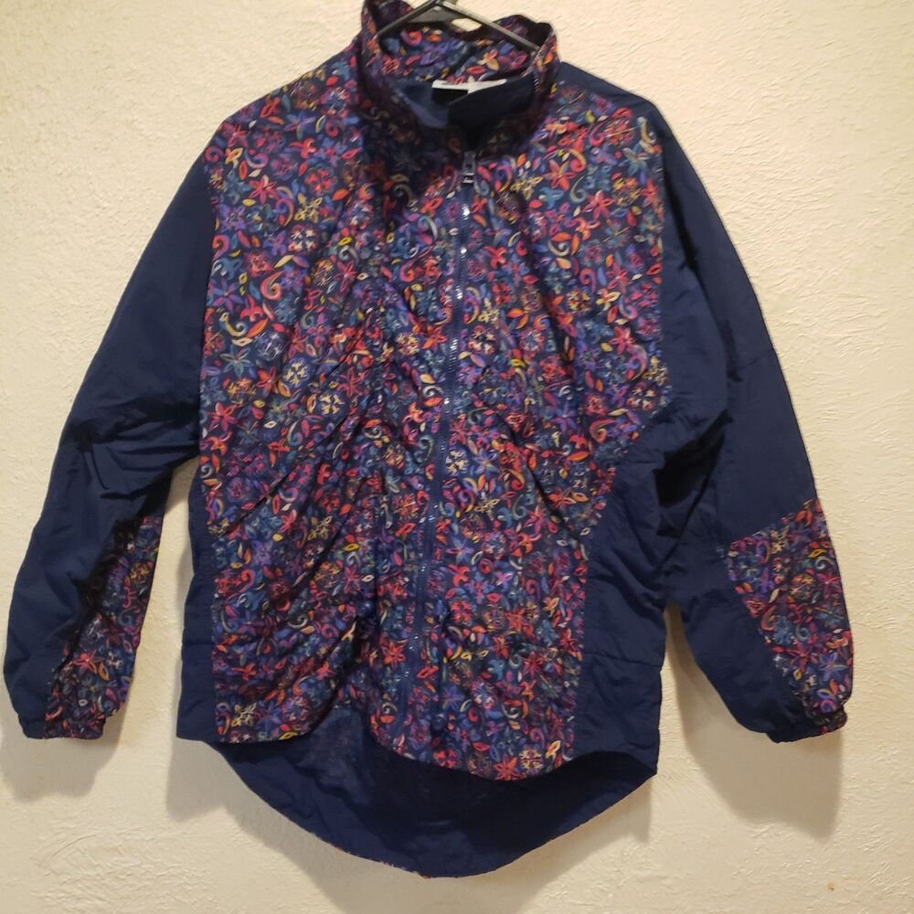 Vintage Women’s Nike Floral AOP Windbreaker 90s  Full Zip RARE Over-sized 6/8